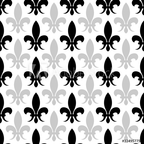 500x500 Vector Fleur De Lis Seamless Pattern In Black And White