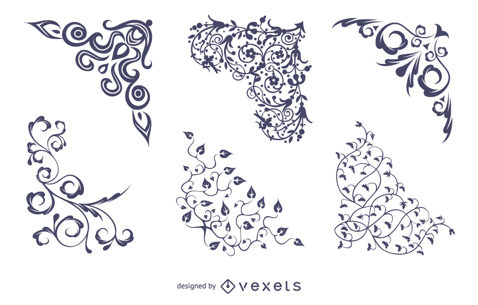 979x625 Vector Floral Corners