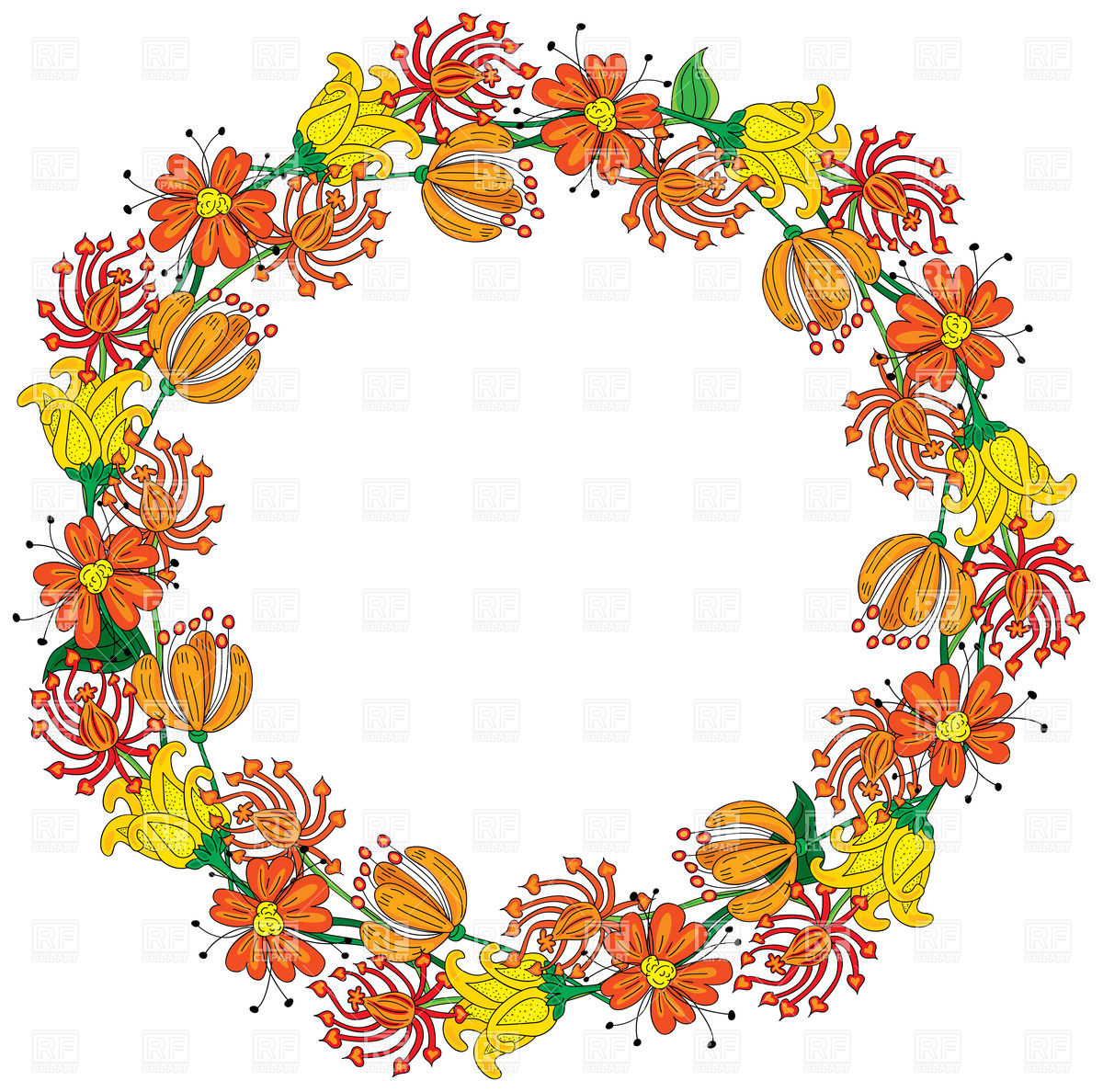 1200x1188 Orange Floral Wreath Vector Image Of Design Elements Nahhan