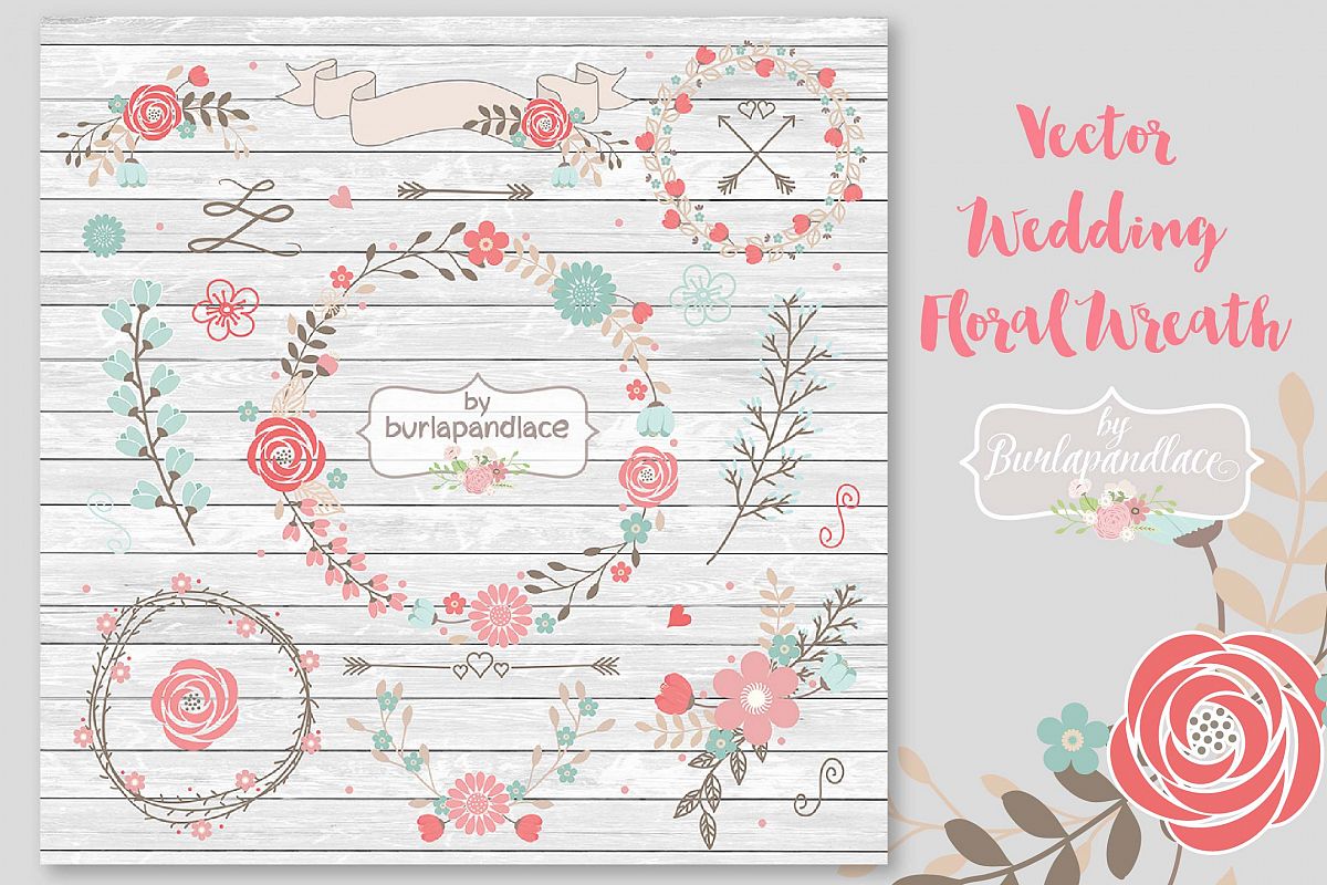 1200x800 Vector Wedding Floral Wreath Clip Art