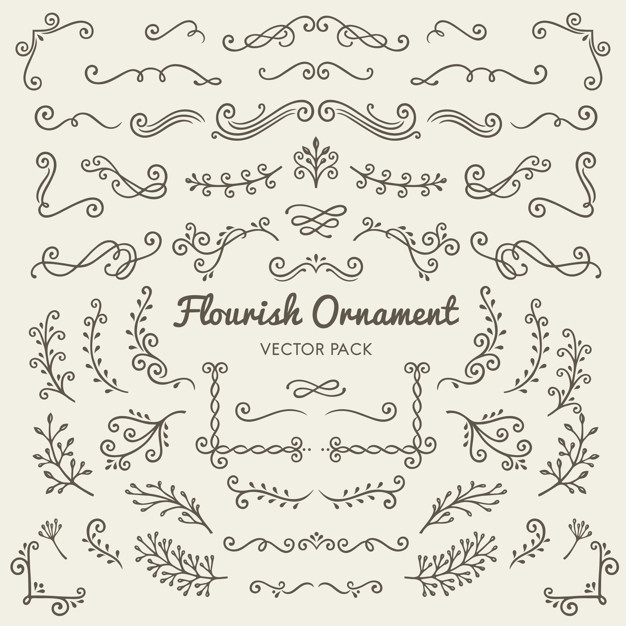 626x626 Flourish Ornaments Calligraphic Design Elements Vector Free Download