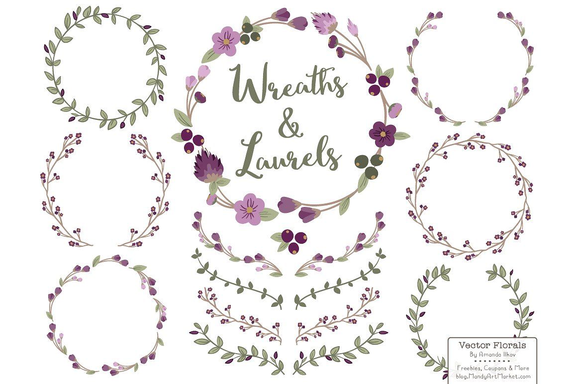 1160x772 Plum Vector Flower Wreaths