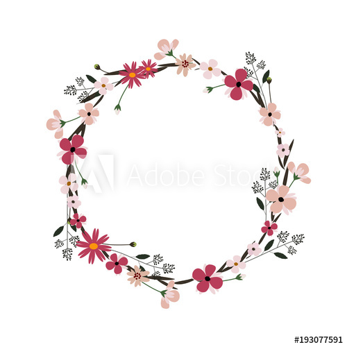 500x500 Vector Flower Wreath Floral Frame For Greeting, Invitation