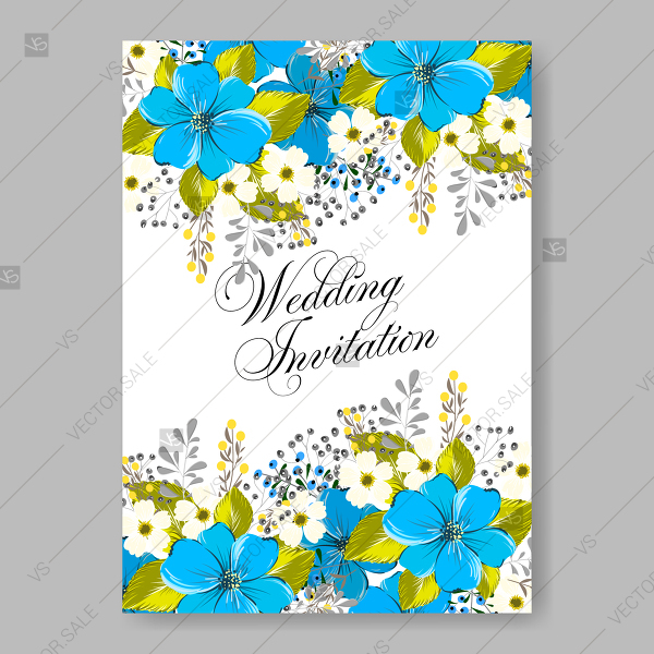 600x600 Anemone Blue Wreath Vector Flower Illustration For Wedding