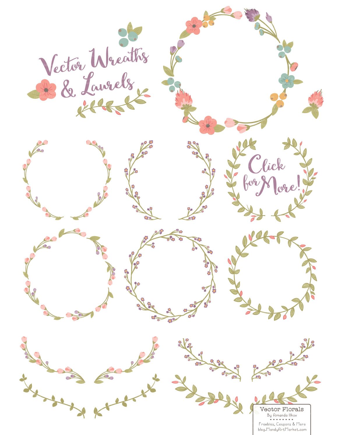 1160x1492 Vintage Vector Flower Wreaths