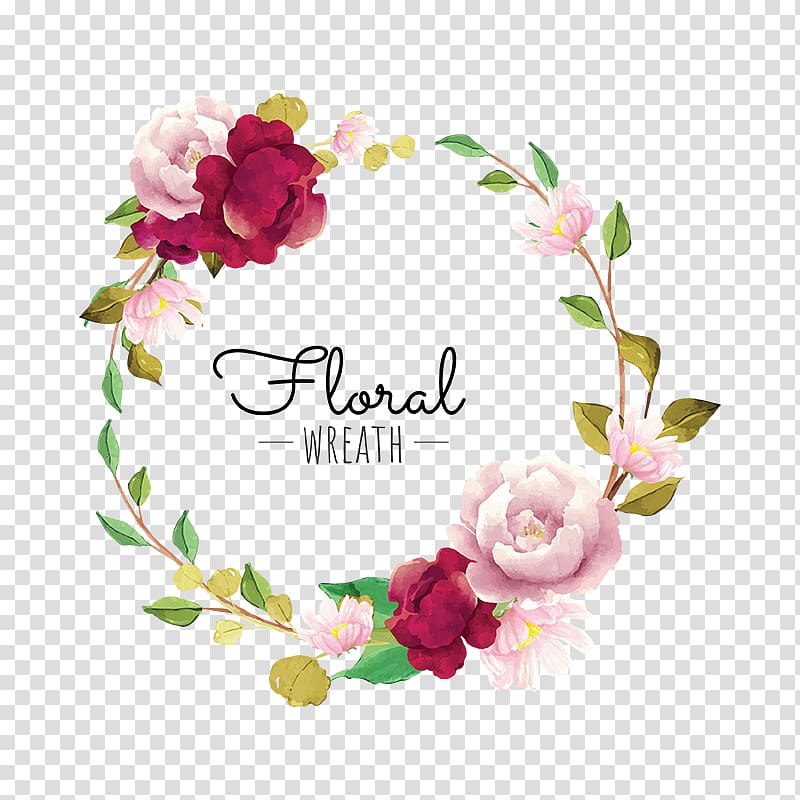 800x800 White And Red Floral Wreath Illustration, Flower Wreath Euclidean