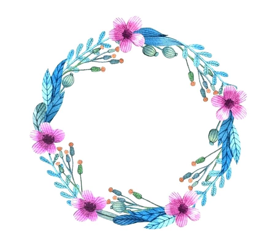 900x800 Watercolor Flowers Wreath Vector