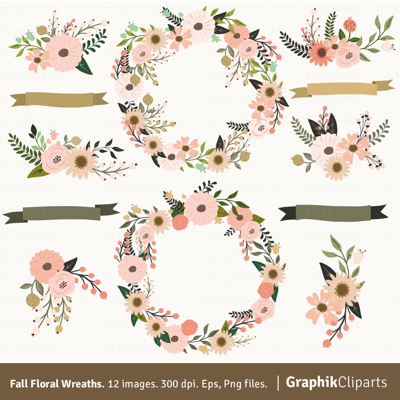 794x794 Fall Floral Wreaths Vector Wreath Boho Flower Crown Vector Etsy