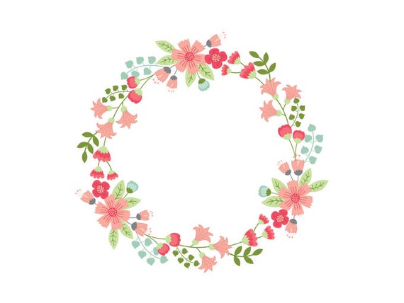 570x428 Floral Wreath Clipart Digital Vector Flowers Wedding Etsy