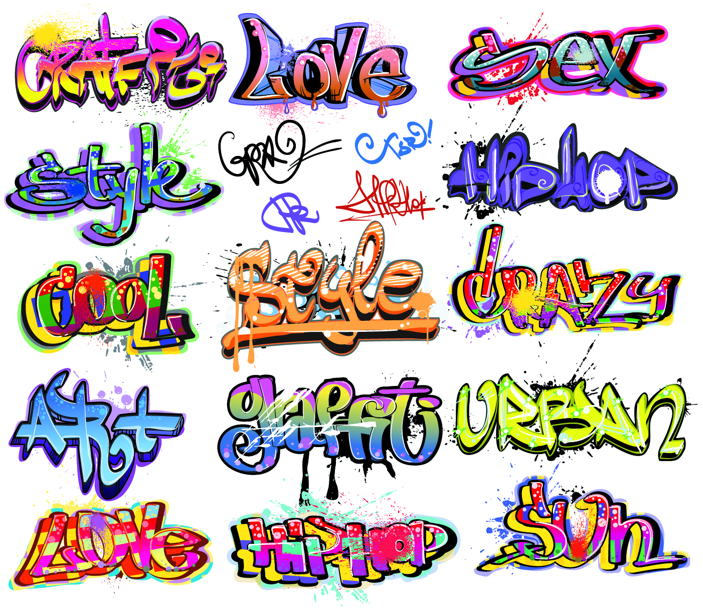1402x1221 Graffiti Vector Font Images