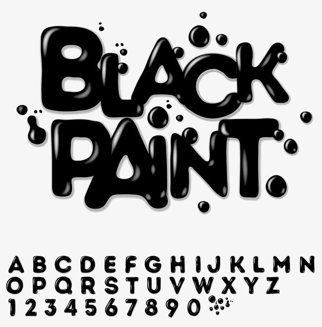 650x659 Black Paint Font Design Vector Material, Black Paint Font, Digital