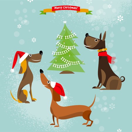 450x450 Holiday For Dogs Merry Christmas Vector Illustration Royalty