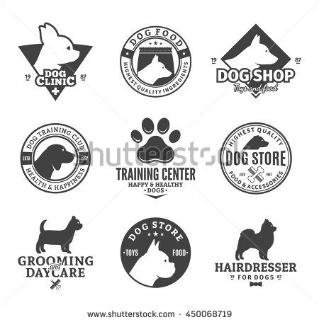 450x455 Set Of Vector Dog Logo And Icons For Dog Club Or Shop, Grooming