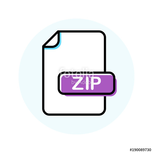 500x500 Zip Format, Extension Color Line Icon Stock Image
