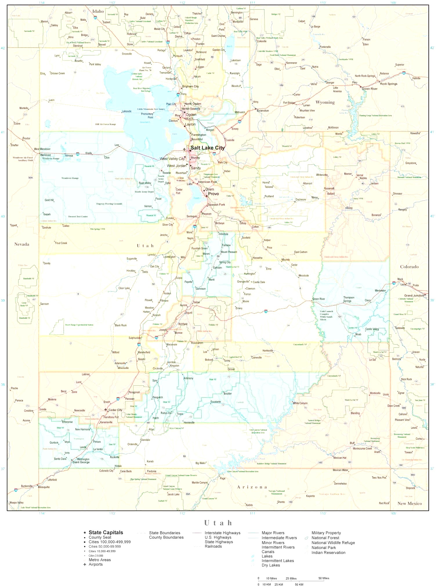 1503x2024 Utah State Map In Adobe Illustrator Vector Format Detailed Inside