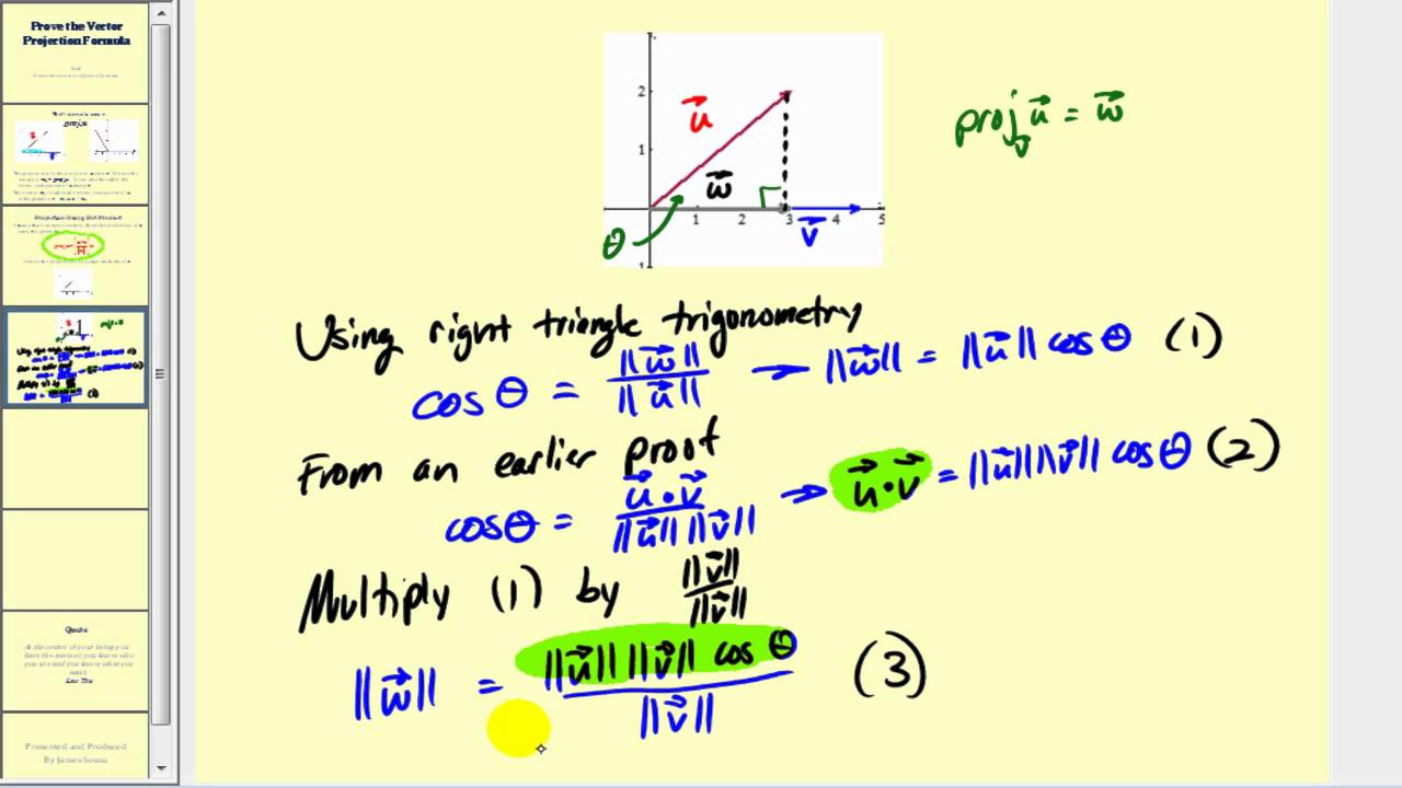 1280x720 Proving The Vector Projection Formula