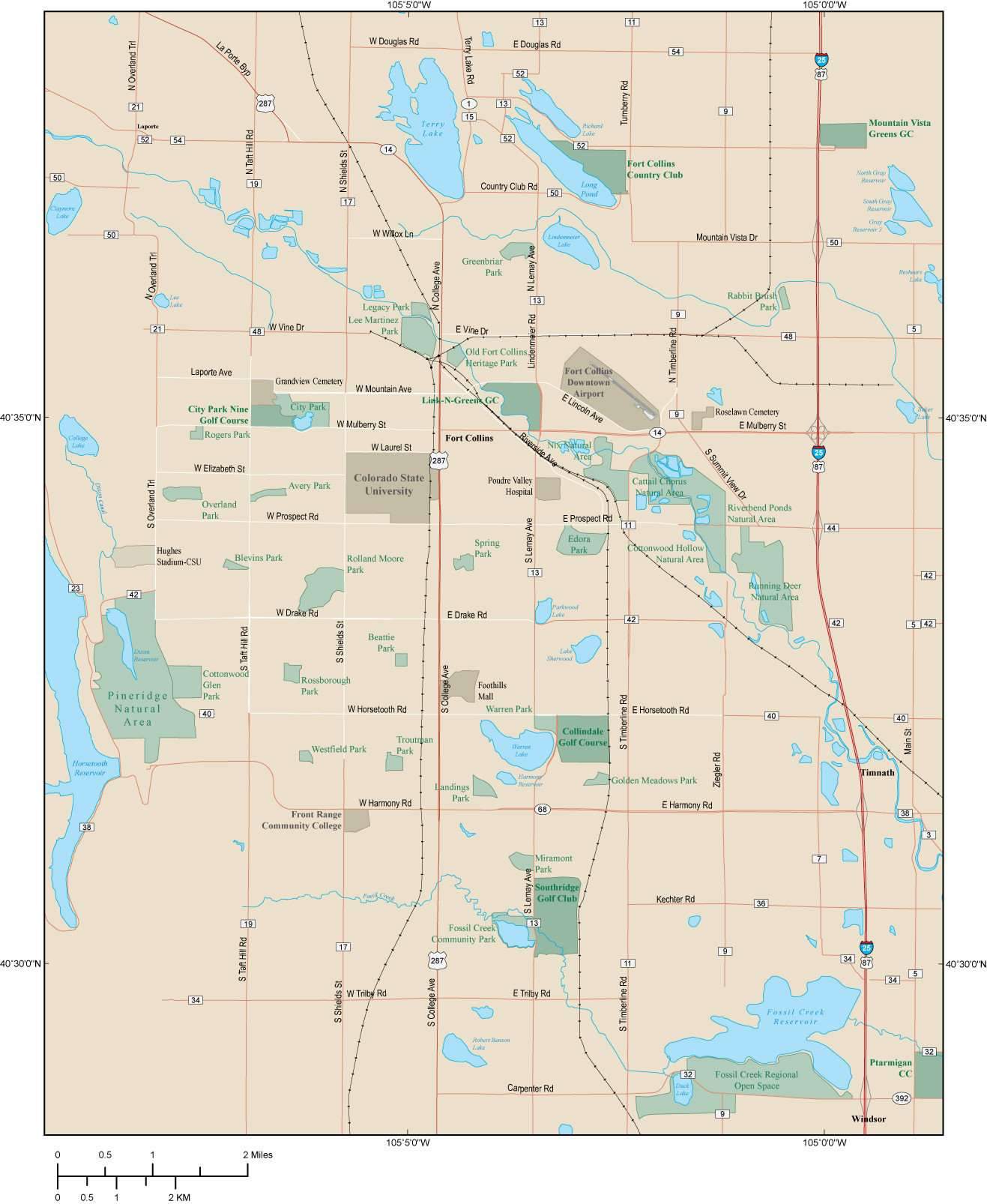 1317x1606 Fort Collins Map Adobe Illustrator Vector Format
