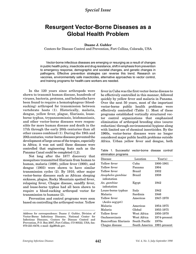 791x1024 Resurgent Vector Borne Diseases As A Global Health Problem Special