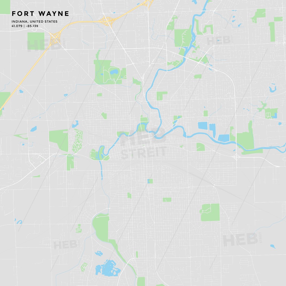 1000x1000 Printable Street Map Of Fort Wayne, Indiana Hebstreits Sketches