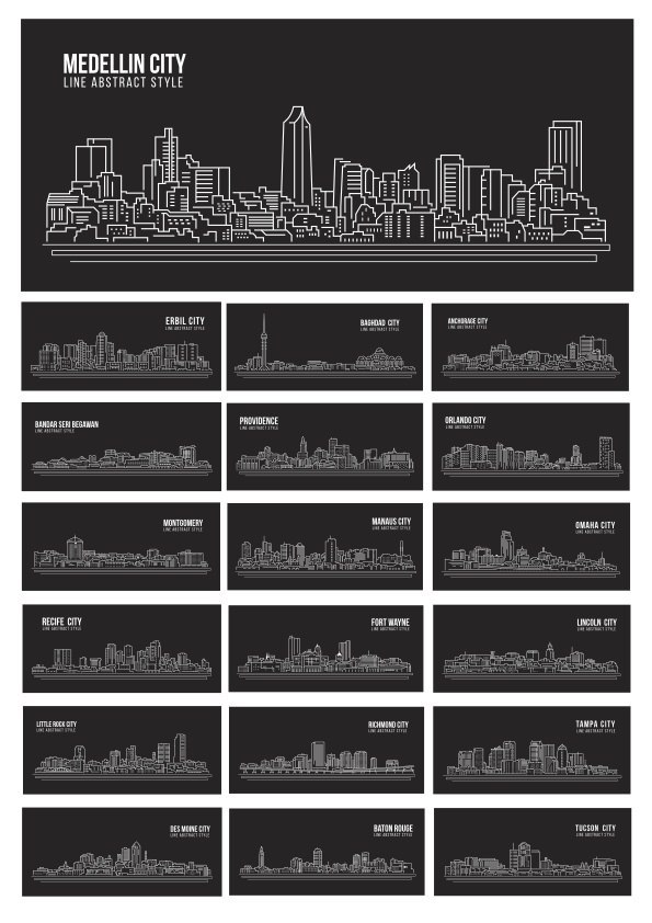 595x842 Silhouette Vector World Cities Free Vector Cdr Download