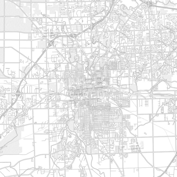736x736 Vector Map Fort Wayne, Indiana, Usa, Bright Outlined Vector Map