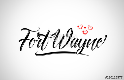 500x323 Fort Wayne City Design Typography With Red Heart Icon Logo Stock