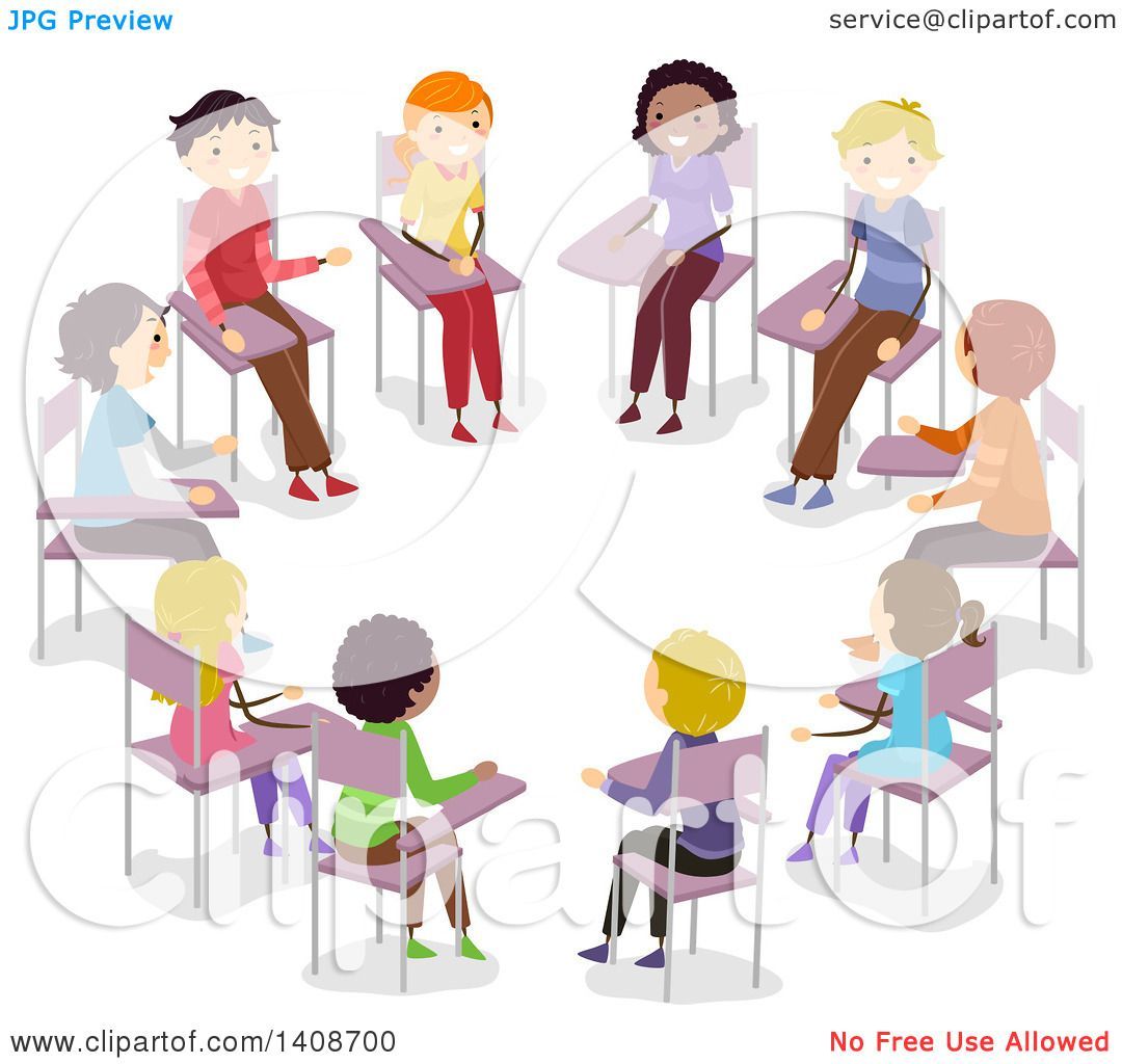 1080x1024 Clipart Of A Group Teenagers Having An Open Forum Royalty Free