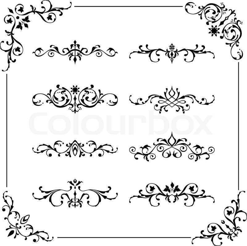 800x799 Set Of Vintage Vector Frame, Border, Stock Vector Colourbox