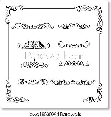 362x382 Vintage Vector Frame, Border, Divider, Corner, Art Print