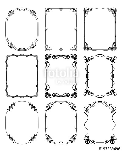 400x500 Set Of Vintage Frames Border With Beautiful Filigree Ornamental