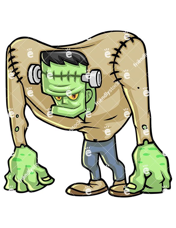 Frankenstein Monster Zombie Hunched Over With His Hand Touching 585x755 Frankenstein Monster Zombie Hunched Over With His Hand Touching