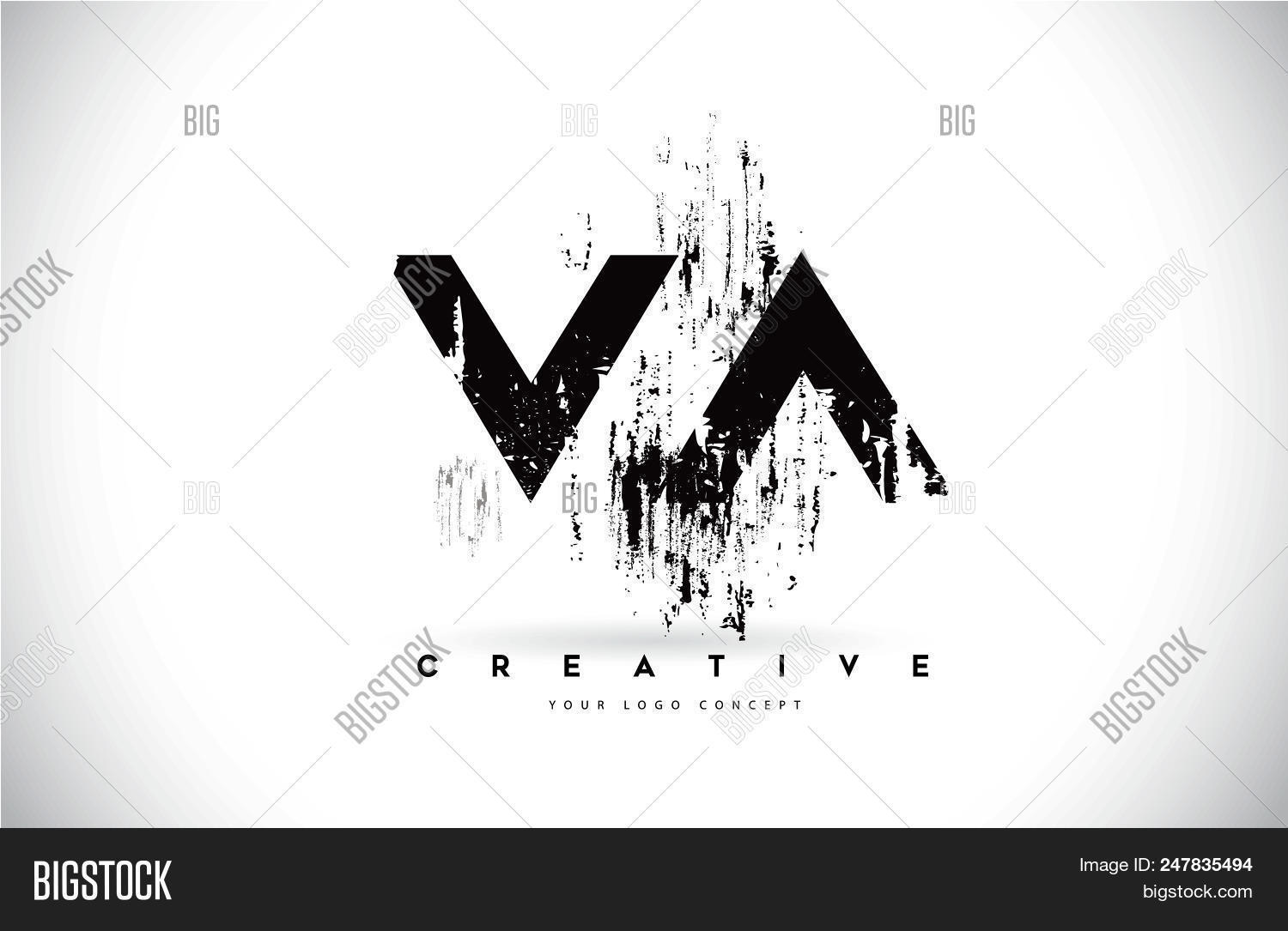 1500x1085 Va V A Grunge Brush Letter Logo Design In Black Colors
