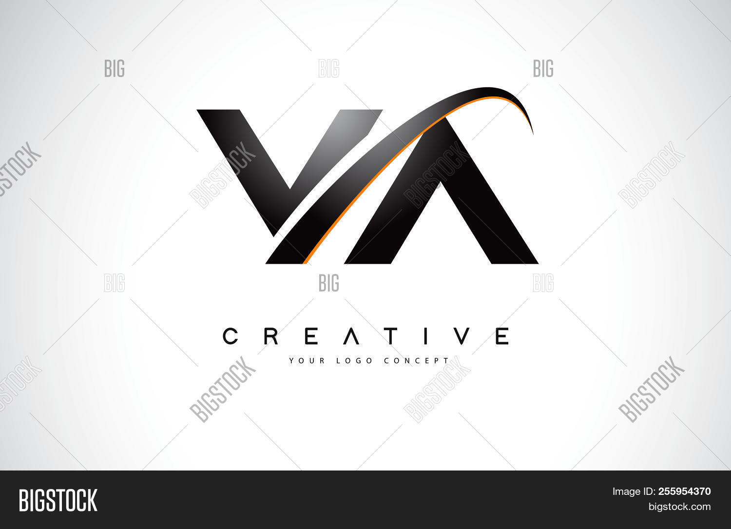 1500x1085 Va V A Swoosh Letter Logo Design With Modern Yellow Swoosh