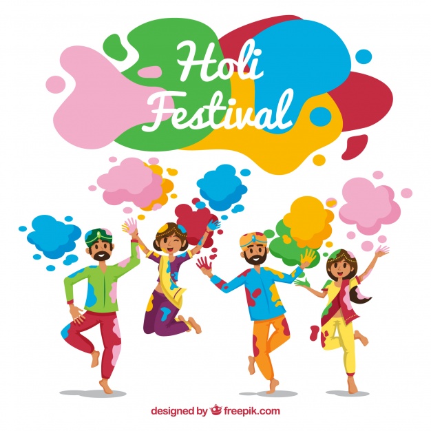 626x626 Holi Festival Background With Happy People Vector Free