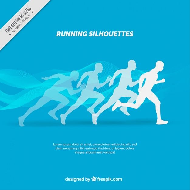 626x626 Blue Background Of Silhouettes Running Free Vector Sport Grahics