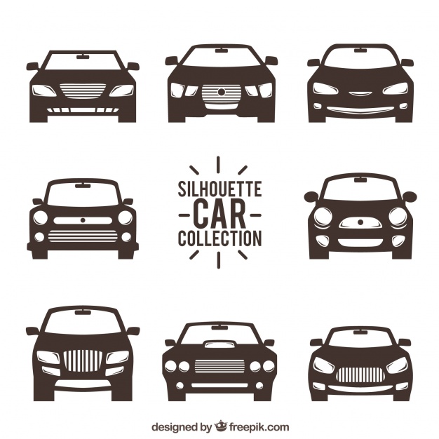 626x626 Front View Of Car Silhouettes Vector Free Download