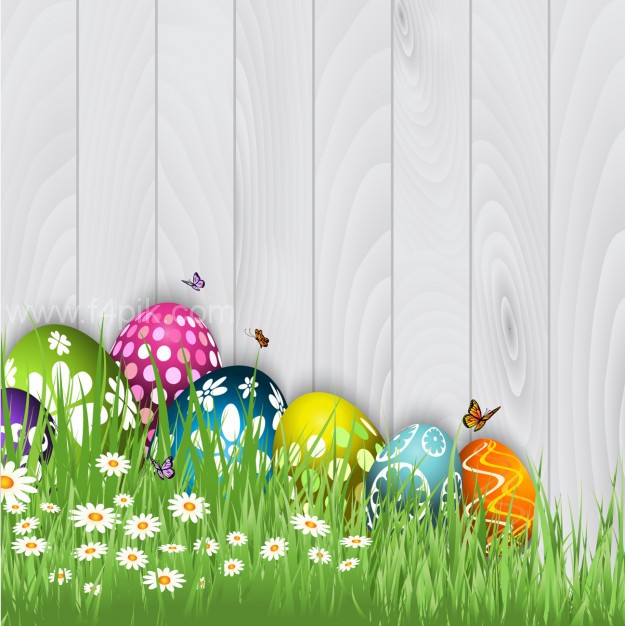 625x626 Vector Easter Eggs With Butterflies Background Free Download