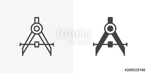 500x250 Drafting Compass Icon Line And Glyph Version, Divider Outline