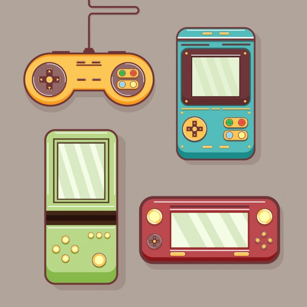 Coloured Retro Video Games Vector Free Download 626x626 Coloured Retro Video Games Vector Free Download