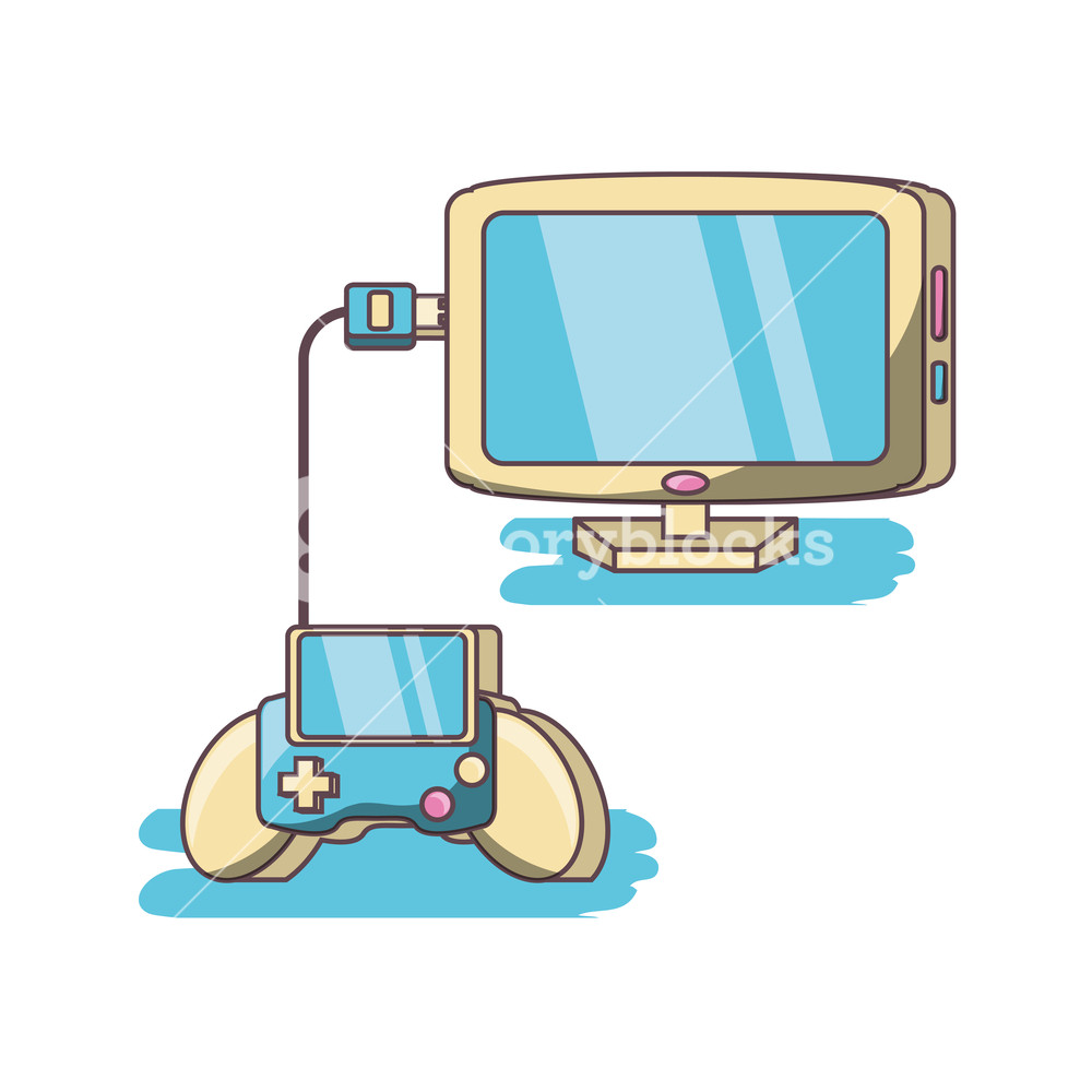 Video Game Console And Controller Vector Illustration Graphic 1000x1000 Video Game Console And Controller Vector Illustration Graphic