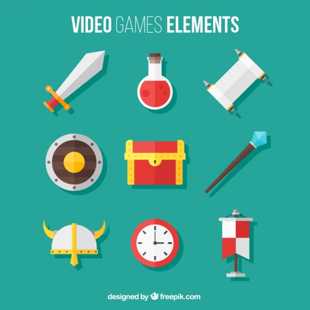 626x626 Pack Of Video Game Elements In Flat Design Vector Free Download