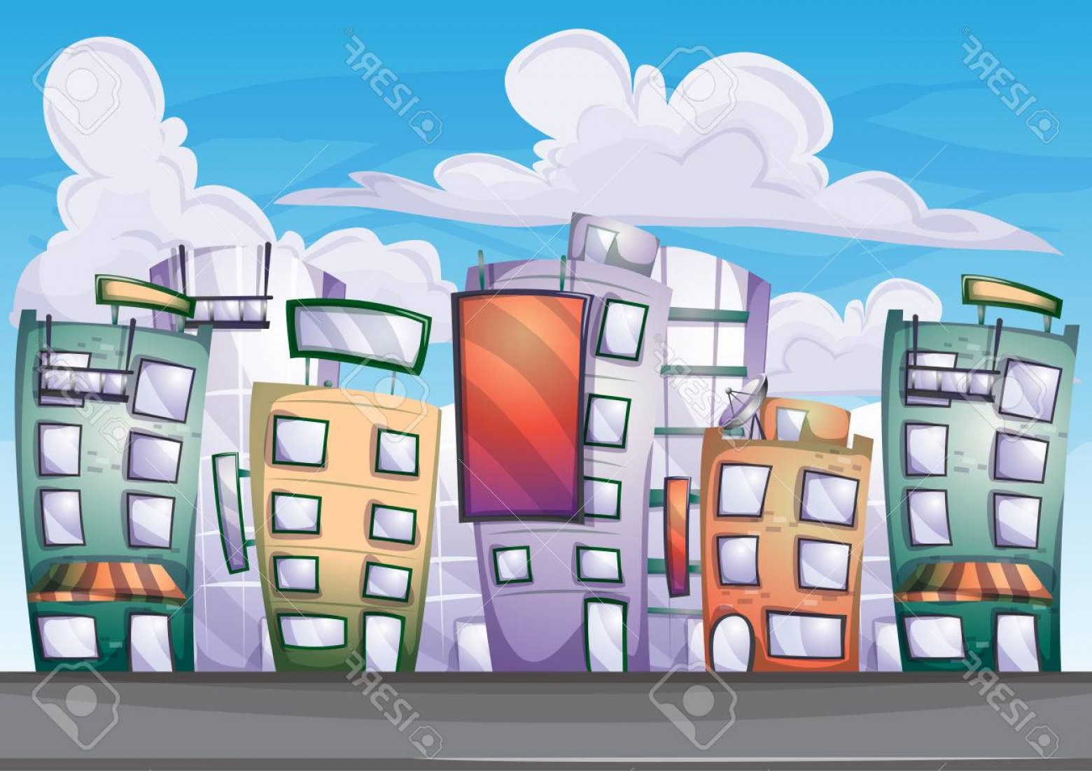 1560x1102 Photostock Vector Cartoon Building Background With Separated