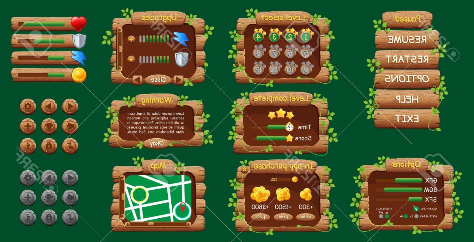 1560x798 Photostock Vector Graphical User Interface Gui For Mobile Game