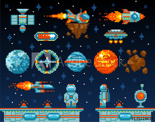 500x393 Pixel Art Vintage Game Design Interface Arcade Game Elements