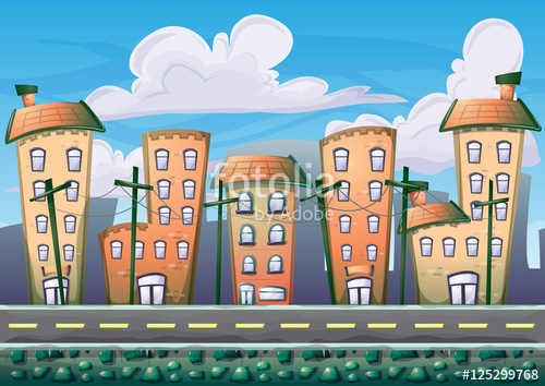 500x354 Cartoon Vector Building Background With Separated Layers For Game