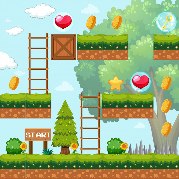 626x626 Game Template In Forest Scene Vector Free Download