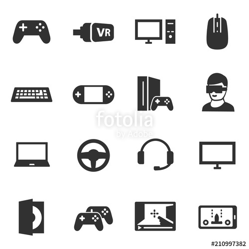500x500 Video Monochrome Icons Set Attributes For The Pc Game, Simple
