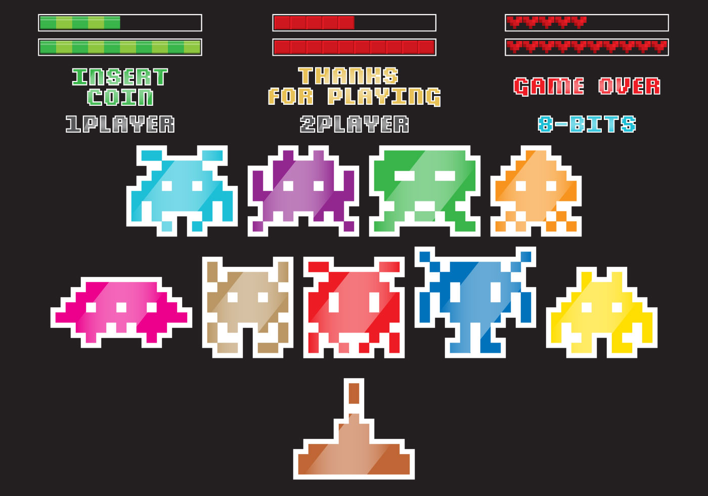 1400x980 Retro Alien Game Vectors