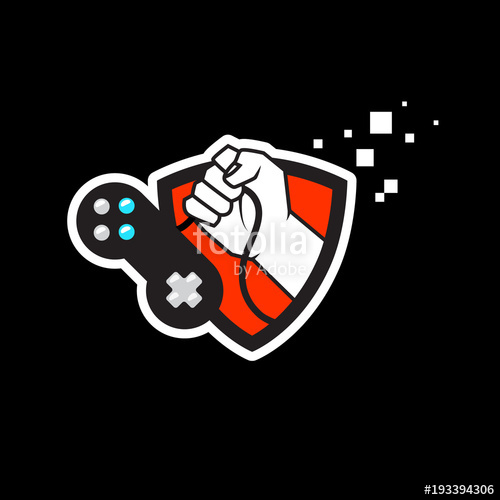 500x500 Gaming Logo Joypad With Shield Game Secure Stock Image