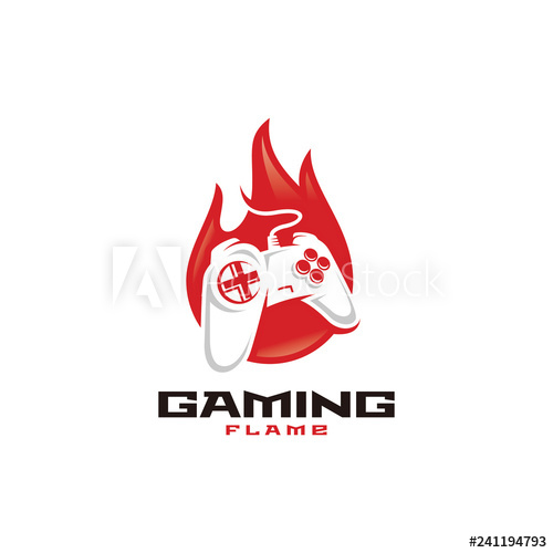 500x500 Game Gaming Logo, Keypad Controller And Fire Flame Vector Icon